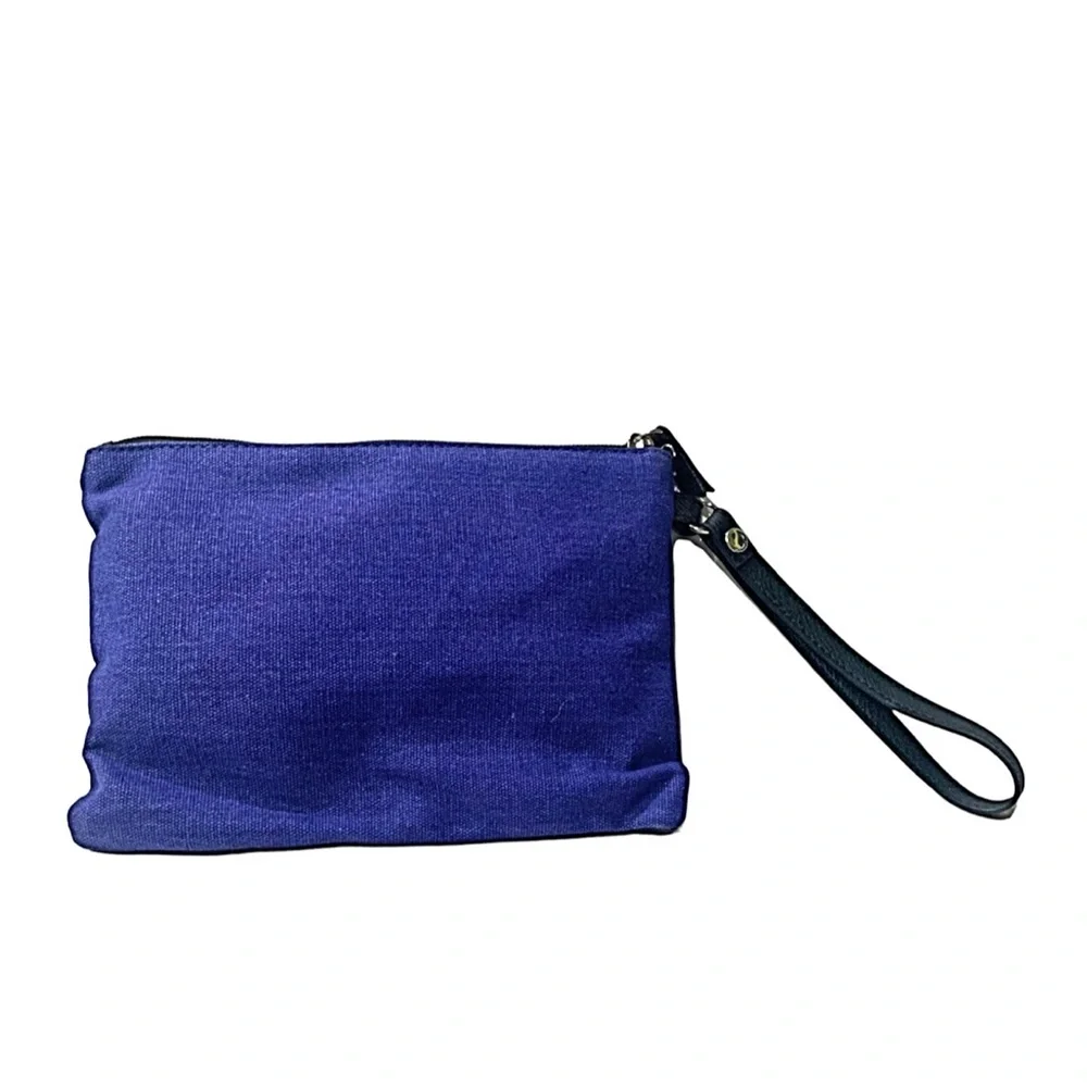 Flash Sale NEW Wristlet Elephant Print Canvas Wristlet Navy Blue